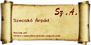 Szecskó Árpád névjegykártya